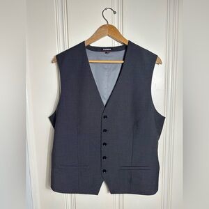 Express men’s vest, silk back, gray, size Large